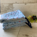 【再販】ループタオル2枚セット☆色々のりもの柄　サックス