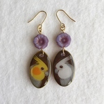 手描き♡オカメインコのピアス・イヤリング（ノーマル×WF）