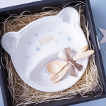 85_ 【Airie】 名入れ食器 くまさん ベビーキッズお食事プレート 選べるスターカラー  ギフトBOX入り_出産祝い 離乳食 お食い初め ハーフバースデー 1歳誕生日 男の子 女の子