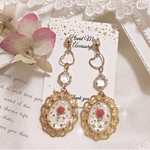 【 キラキラしずくの薔薇ピアス イヤリング 】 ハンドメイド 
