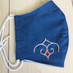 アイヌ刺繍　マスク　大きめサイズ　D　紺色