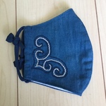 アイヌ刺繍　マスク　大きめサイズ　E　紺色