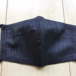 大島　マスク　普通サイズ　F　絹×さらし　黒小さめ柄　着物