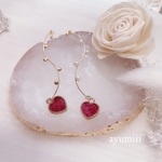 𝒽𝑒𝒶𝓇𝓉‪‪  ❤︎‬樹脂ピアス‪‪❤︎‬ ラメピンクハートピアス/イヤリング