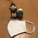 夏マスク♡レースアップ♡高島ちぢみマスク（フラワー柄・内側抗菌tio tioプレミアム加工生地）