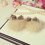 秋冬ファーピアス♡ベージュ