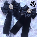 姫♥使える2set♥フリフリとシンプル♥ビジューリボンブローチ♥量産型♥地雷 【リボンブローチ2個セット】