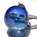 28㎜ 夕暮れと月夜(流星群) 　蓄光　雲レジンキーホルダー