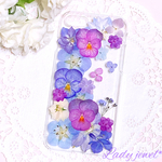 押し花iphoneケース＊purple fantasy＊スマホケース 名入れ可能  ラメ・ホロ・スワロフスキー無料 [受注製作]