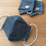 コットン+さらし　舟形マスク　グレー