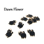 【A-1339】10pcs　振り向いたネコ　19×15mm　ブラック　カン付き　チャーム