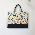 レッスンバッグ(キルト)◆男の子◆飛行機と車(クリーム)