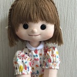 母の手作り人形　女の子ワンピース９　花柄白