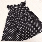 【SALE】袖フリル バックリボン ドットワンピース 