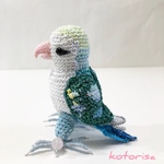 【たぁーちゃん様♡ご予約品】ちびちびのコザクラインコ　体長：9cm ラブバード　インコ　あみぐるみ　レース編み　コトリサ　kotorisa
