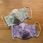 【g様ご予約品】★大人用立体マスク＊フラワー＆リボンが可愛い☆パープル＆グリーン★