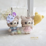 m1-kobako様用リクエスト品＊あみぐるみストラップ＊お祭りトラ猫くん＆風船ネコちゃん