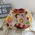 \SALE/  まんまる巾着 No5 ✴︎ ナチュラルスイーツ×イエロードット