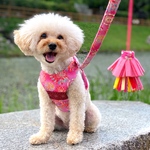 HANABIハーネス（ピンク）リード・タッセル 3点セット 夏ハーネス  犬 猫 パピー 浴衣風