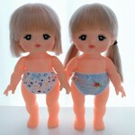 メルちゃんサイズ　パンツ２枚セット　水色苺と水玉柄　服　パンツ