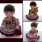 メルちゃんサイズ　ロリ着物　お花柄　巾着・ヘアゴム付き　ソランちゃんサイズ　ゴスロリ　ロリータ 浴衣  服   着物