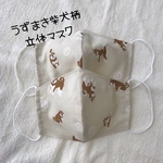 うずまき柴犬柄立体マスク　ベージュ　大人用２枚セット
