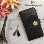 【新作】iphone7.8/手帳型iphoneケース スウェード花柄 刺繍