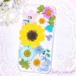 押し花iphoneケース＊Summer garden＊スマホケース 名入れ可能  ラメ・ホロ・スワロフスキー無料 [受注製作]