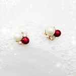 【再販×2】ワインレッドのビジューピアス