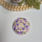 紫のバラとかすみ草の花刺繍 ブローチ／ヘアゴム