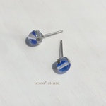 ルナフラッシュ  ブルー （フロストなし）一粒ピアス/サージカルステンレス