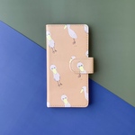 新SE ハシビロコウカーニバル　手帳型スマホケース キャメル【iPhone,Android】
