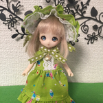 オビツ11小鳥柄ワンピースセット(グリーン)