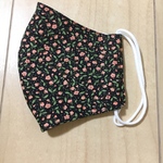 ハンドメイド★大人用マスク★黒地にピンク小花