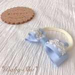 新生児からのリボンヘアバンド  * レース×グログランリボン