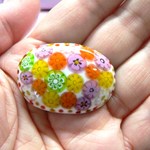七宝焼・お花畑みたいなミルフィオリの帯留め