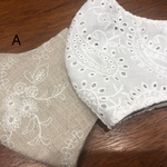 新作2枚セット　快適 夏用マスク 立体マスク女性用 綿麻 ペイズリーレース リネン レースマスク