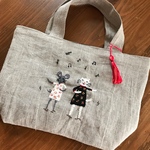 歌う猫さんネズミさん刺繍トートバッグ♪（再販なし作品）