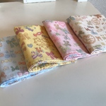 【受注製作☆送料無料】ハンドメイド ガーゼハンカチ 16×16 りぼん 4枚セット