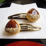 和菓子シリーズ　栗まんじゅうスリーピン（ぱっちんどめ）