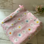 【再販】ループタオル2枚セット☆うさぎ&フラワー　ピンク