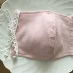 百合子マスク　夏用　大きめサイズ　♡　高島ちぢみ　サーモンピンク　♡　涼感　立体マスク　手作り　大人用　