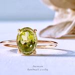 ラスト1点‼︎宝石質ペリドットsilver925製リング18kgp 8×6mm 13号 8月誕生石 Peridot ring