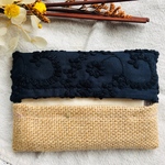 ジュート✖️刺繍生地のポケットティッシュケース