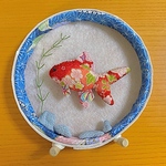 ちりめん細工　金魚の置き物