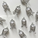 flower charm silver 4p