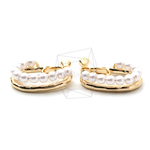 ERG-1310-G【2個入り】パールLシェイプイヤリング/ネジバ,Pearl L shape Non Pierced