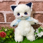 こねこちゃん 白×デニム ぬいぐるみ