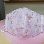 花柄ラベンダー刺繍マスク(ラベンダー)