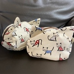 可愛い猫柄猫耳ポーチ
